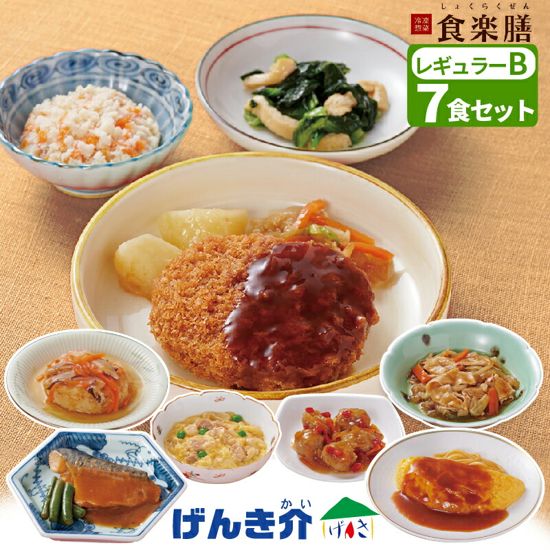 氷る総菜【B書き割り】食楽膳 レギュラー 7食書き割り主菜1品＋副菜2品 おかずのみ 田の実なし豚焼肉 親子煮 肉団子の蔬菜甘酢あんメンチカツ サバの未醤煮 卵焼きデミ 豆腐ハンバーグ氷る食料雑貨類 氷る食料雑貨類  一一皿おかず製造会社直送 冷やりとした便 食料雑貨類