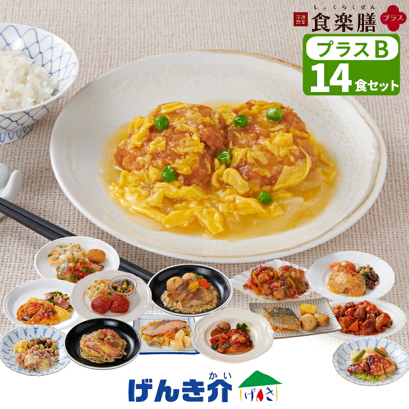 冷凍惣菜【Bセット】食楽膳 プラス 14食セットたんぱく質が摂れる おかずのみ ご飯なし 合計14食セット 管理栄養士監修 健康食冷凍食品 冷凍食材 おかず 冷食メーカー直送 クール便 食品|介護ストアげんき介 店