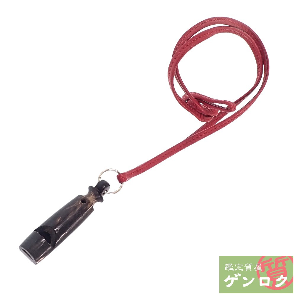 中古 エルメス 汽笛ネックレス ネックレス 笛 赤いこと 茶 Red Brown レザー Hermes 質屋 代引き手数料無料 エルメス ヴィンテージ品 レア 笛 オシャレ レディース メンズ Kossacklaw Com