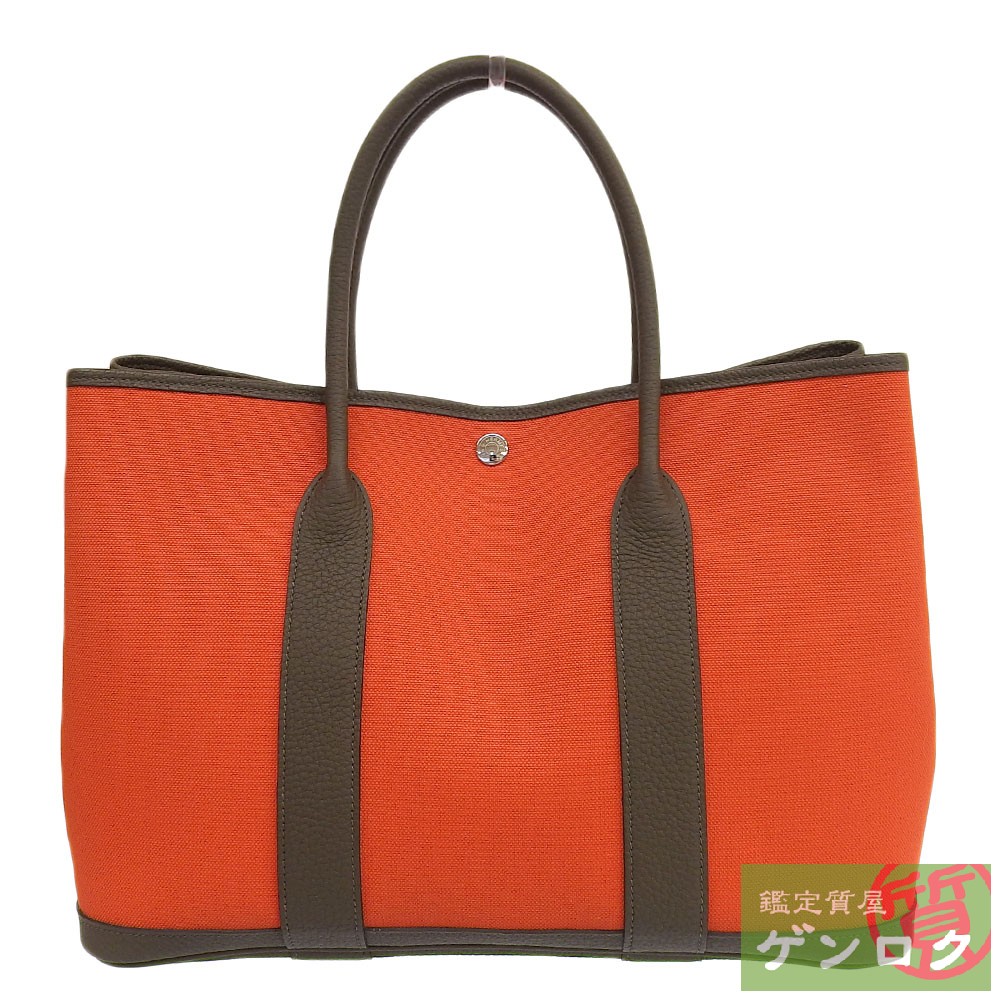 HERMES ガーデンパーティ PM マロン HERMES エルメス ガーデンパーティPM キャンバス カーフ