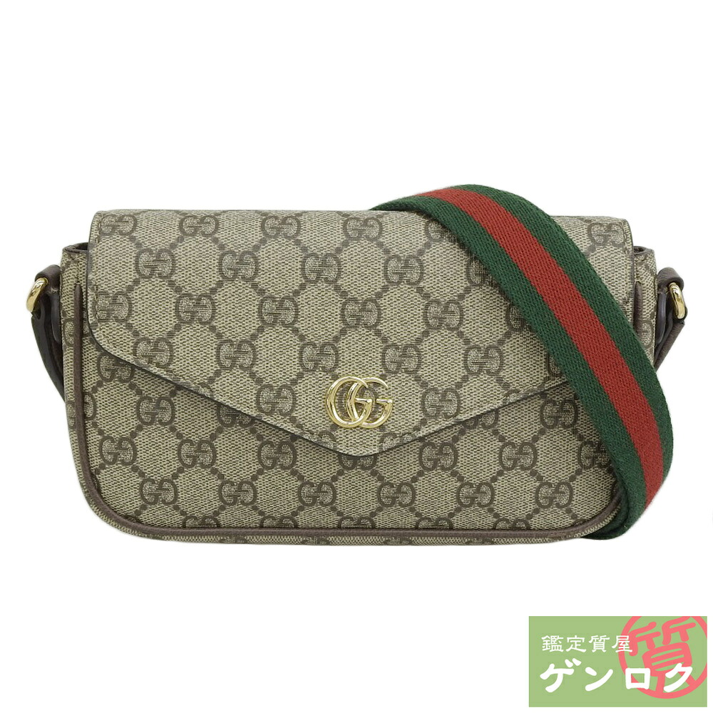 【中古】GUCCI グッチ GGスプリーム シェリーライン ショルダーバッグ 斜め掛け ベージュ系 764961 レディース【質屋】