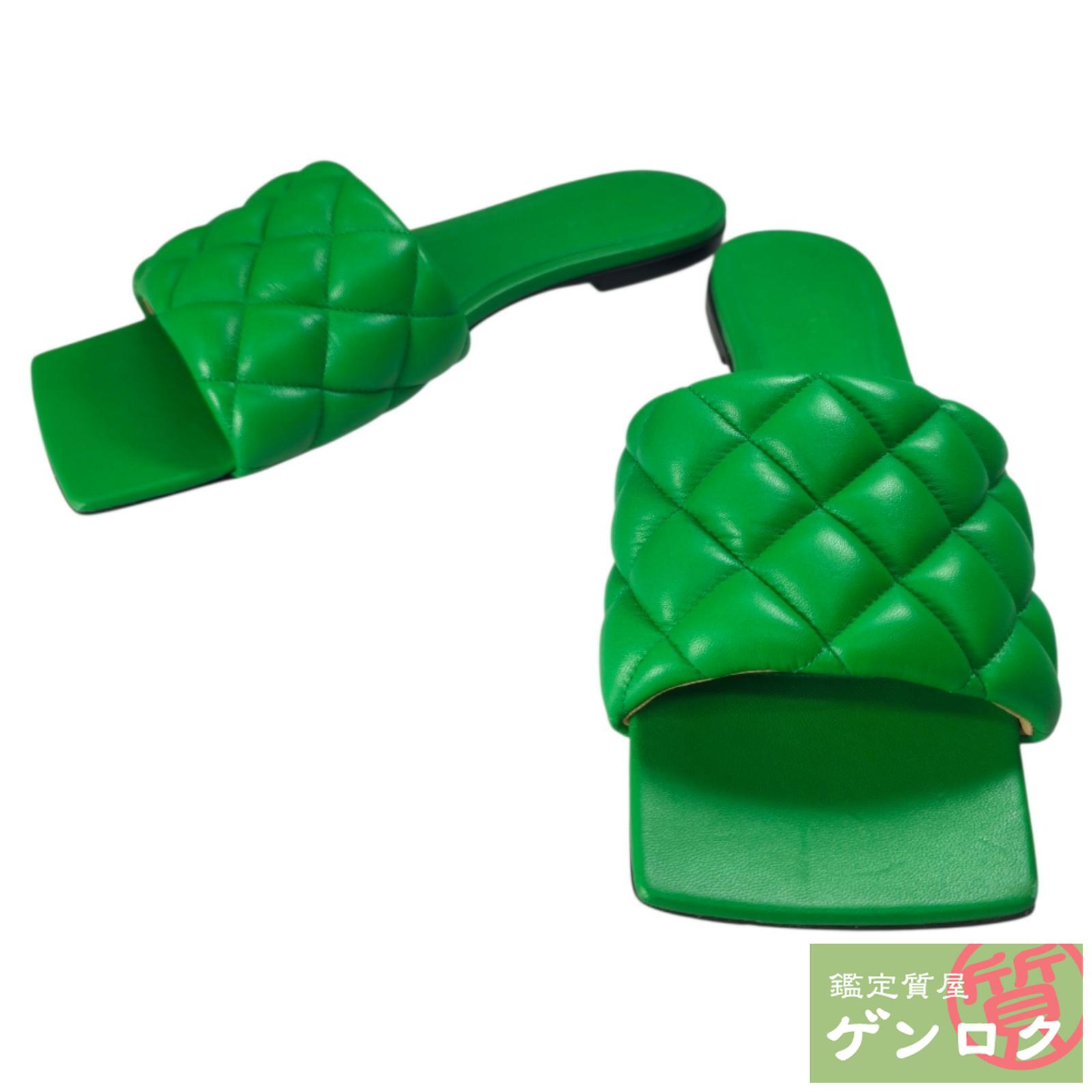 【中古】 ボッテガヴェネタ リド フラットサンダル ミュール グリーン BOTTEGAVENETA【質屋】【代引き手数料無料】