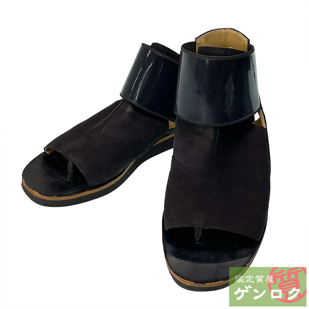 【中古】MM6 Maison Margiela メゾンマルジェラ レザー オープントゥ サンダル size36 23.0cm ブラック【質屋】｜鑑定質屋 ゲンロク
