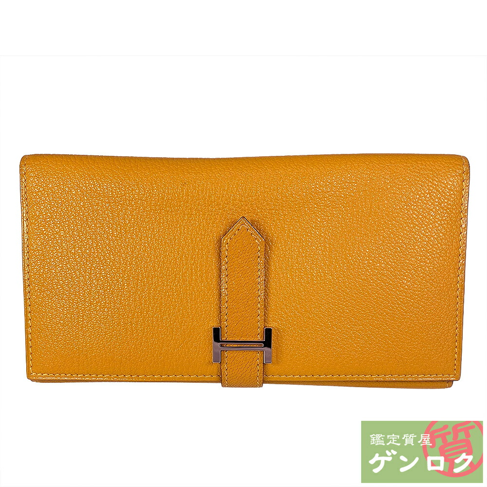 ✨海外輸入品✨値下げ不可⚠️HERMES エルメス べアン デュプリ 三つ折り エルメス HERMES べアンコンパクト D刻 ブラック GD金具