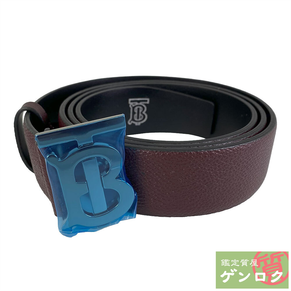 美品　BURBERRY レザーベルト　ブラウン×シルバー金具　イタリア製 av9070_2.jpg