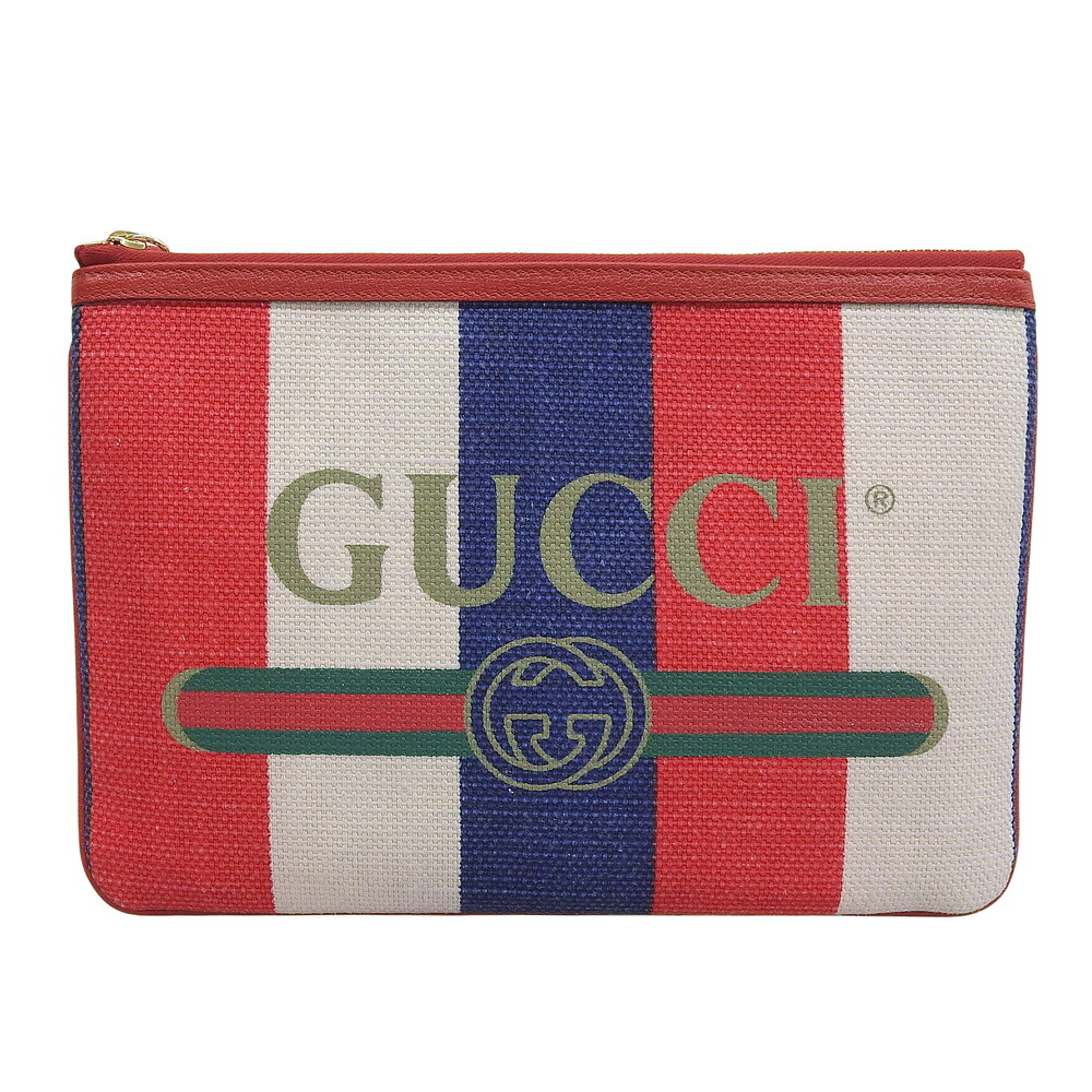 【中古】 グッチ クラッチペダル御徒面子 クラッチペダル御徒面子 524788 帆布×なめし革 赤いこと×白いこと×米国海軍 GUCCI【一六銀行】【代引っ張ること委員会無料】
