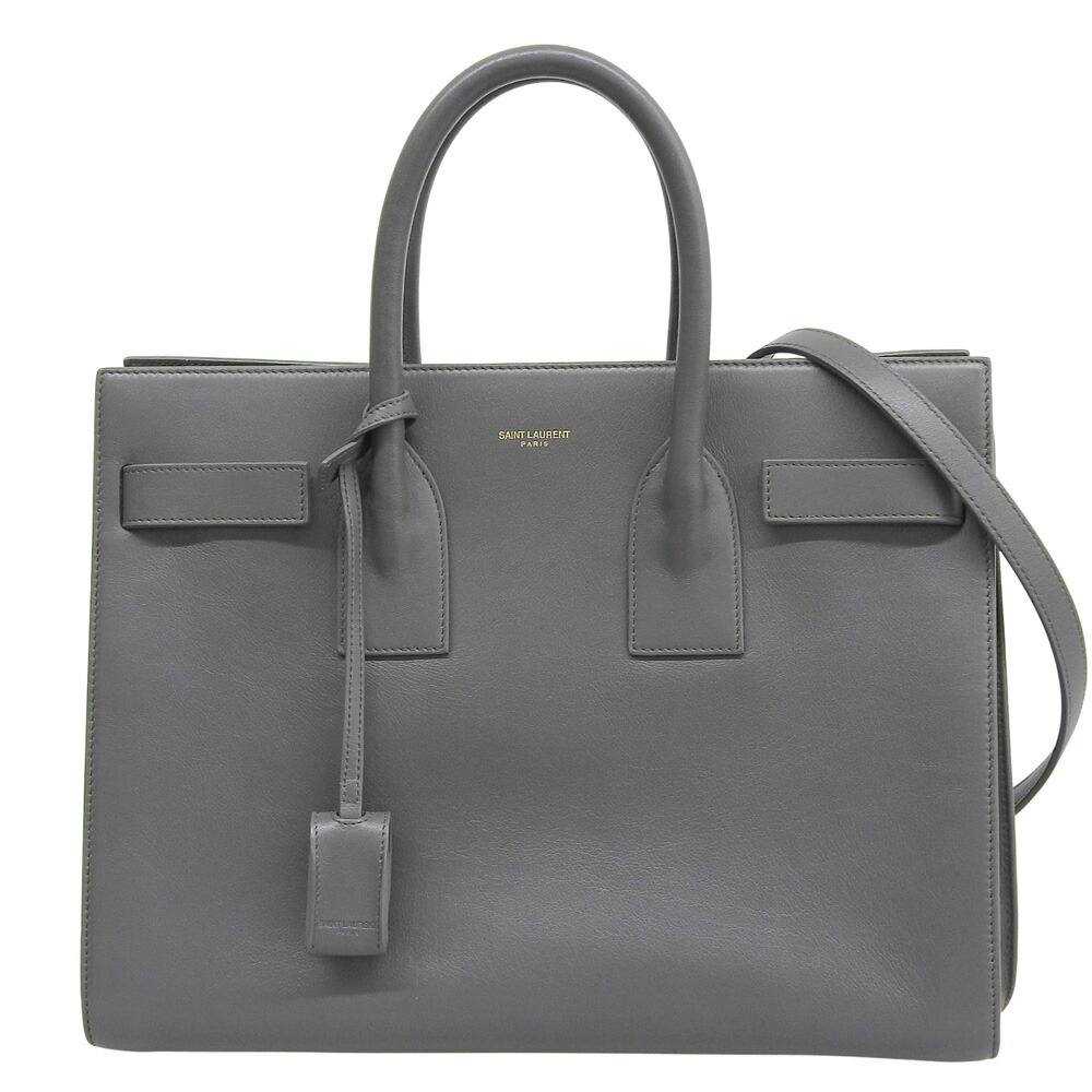 【中古】 サンローラン サック ド ジュール ショルダーバッグ レザー グレー SAINT LAURENT【質屋】【代引き手数料無料】|鑑定質屋 ゲンロク