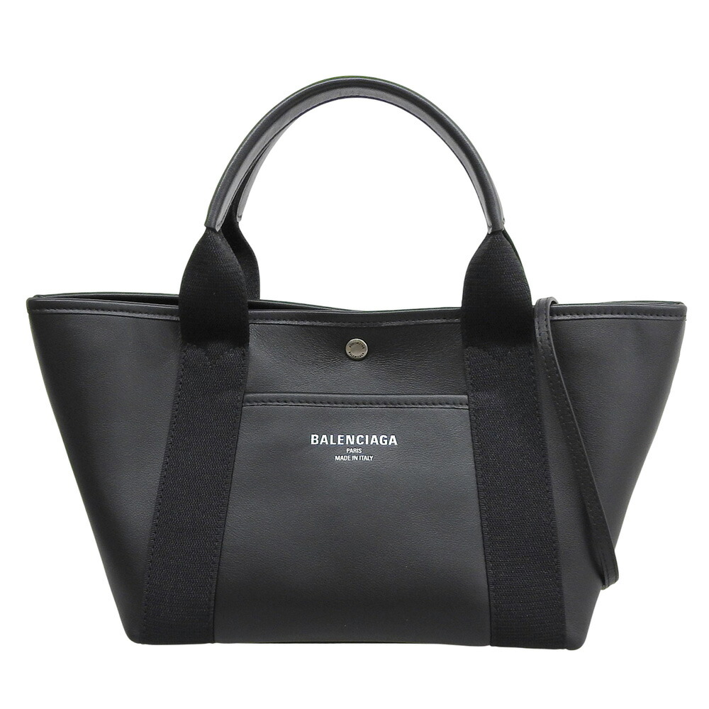【中古】 バレンシアガ ビアリッツ 2WAYトート トートバッグ レザー×キャンバス ブラック BALENCIAGA【質屋】【代引き手数料無料】|鑑定質屋 ゲンロク