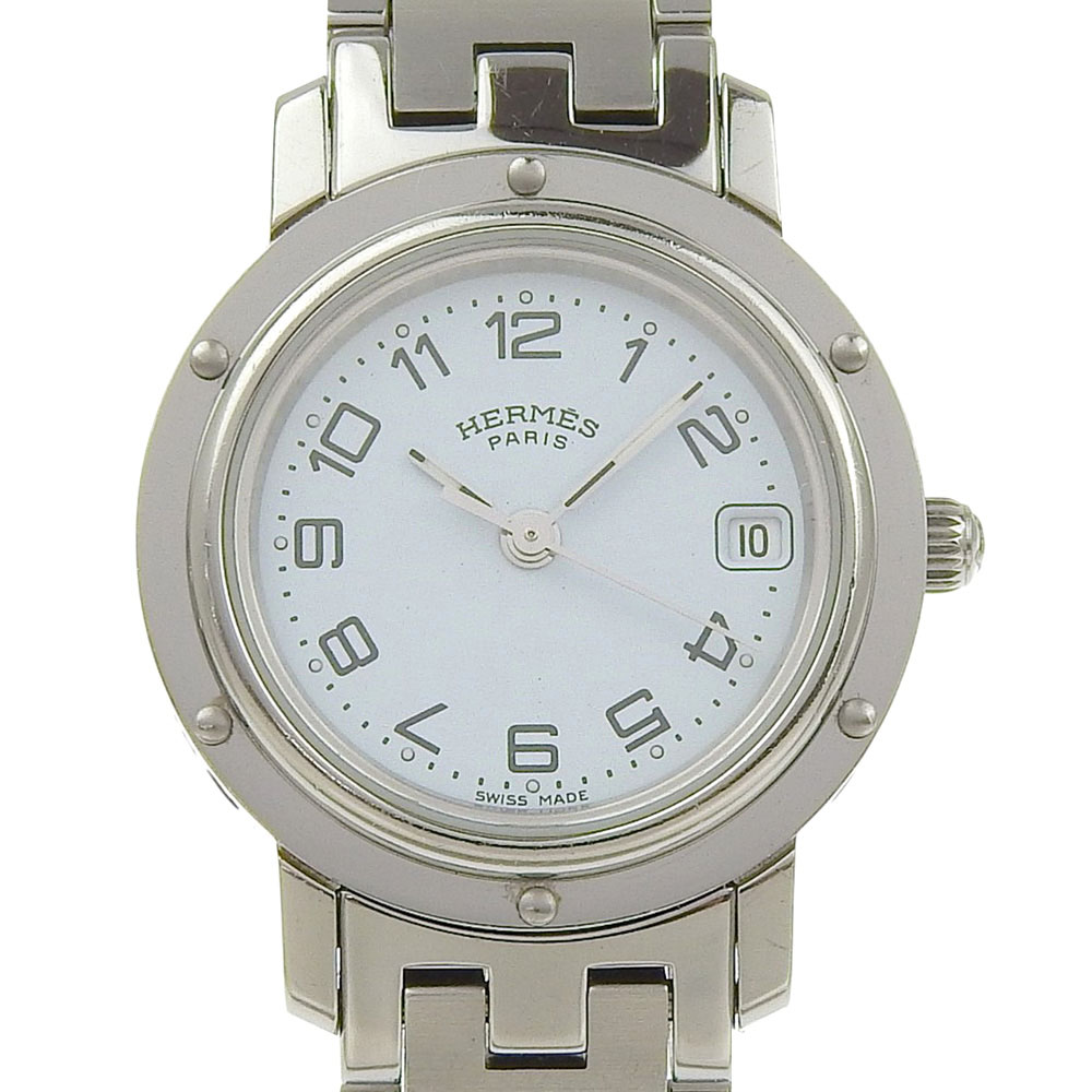 【中古】 エルメス 石英 クリッパー ウォッチ CL4.210 2153389 SS しろがね色色 HERMES【一六銀行】【代引っ張ること委員会無料】