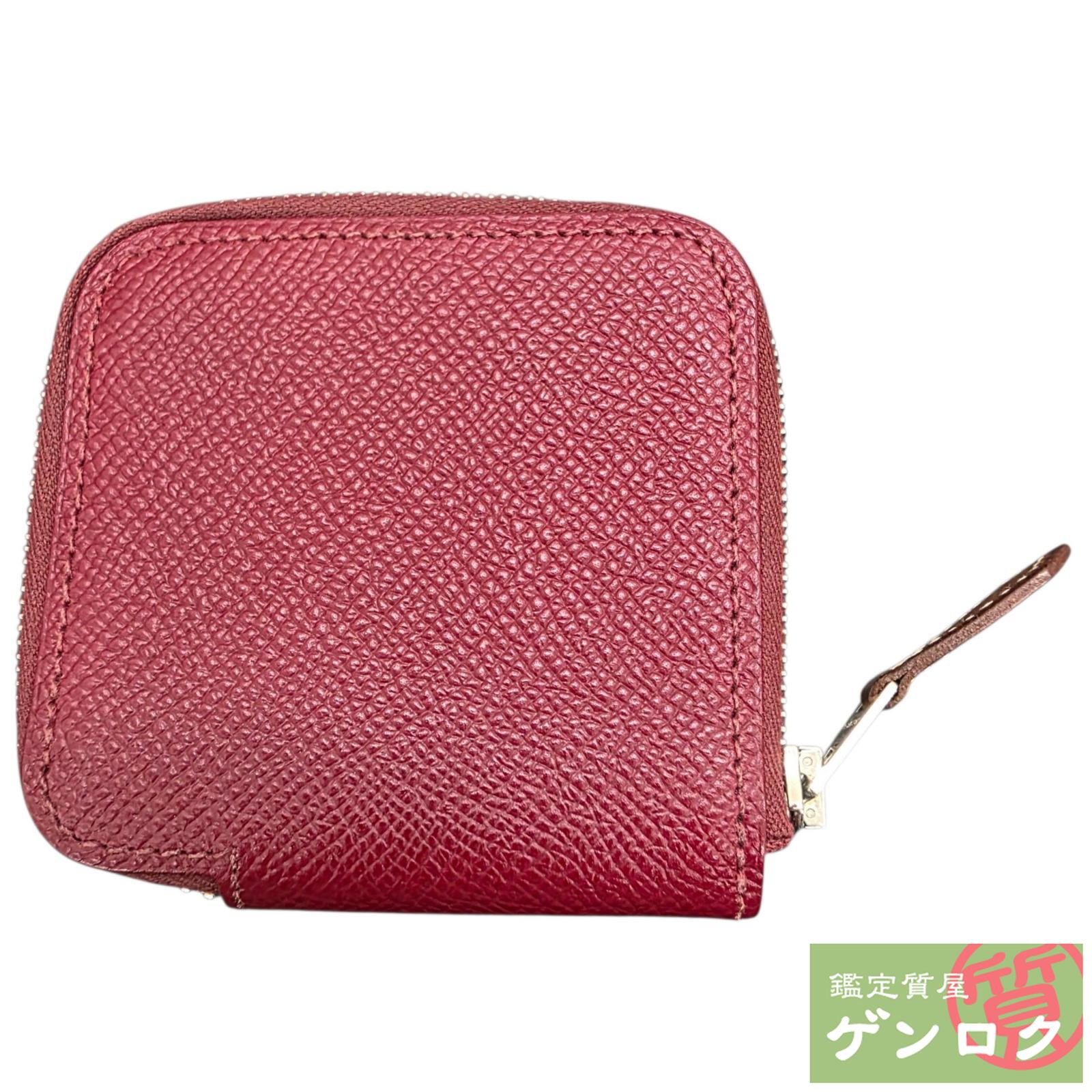 【中古】 エルメス アザップ パウダーコンパクトミニ シルクイン コインケース X目じるし(2016年) エンジ HERMES【一六銀行】【代引っ張ること委員会無料】