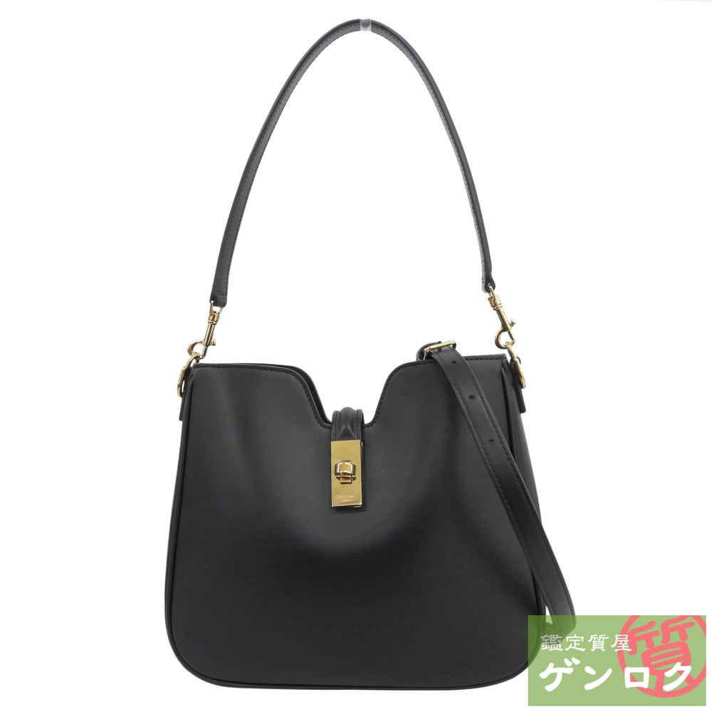 【中古】 セリーヌ カミーユ16 2WAY トートバッグ 曲がった掛け ショルダーバッグ なめし革 黒いこと CELINE【一六銀行】【代引っ張ること委員会無料】