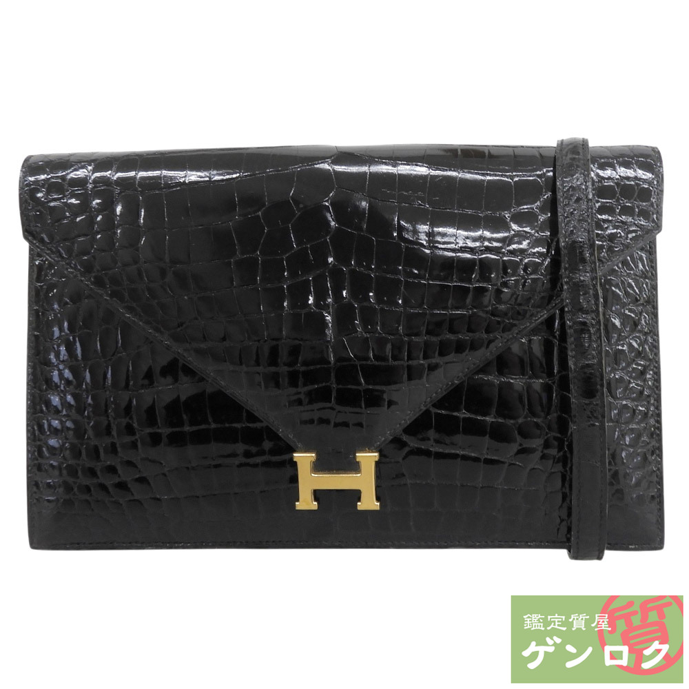 【中古】 エルメス リディ ショルダーバッグ 〇L目じるし(1982年) ポロサス ノワール 黒いこと HERMES【一六銀行】【代引っ張ること委員会無料】