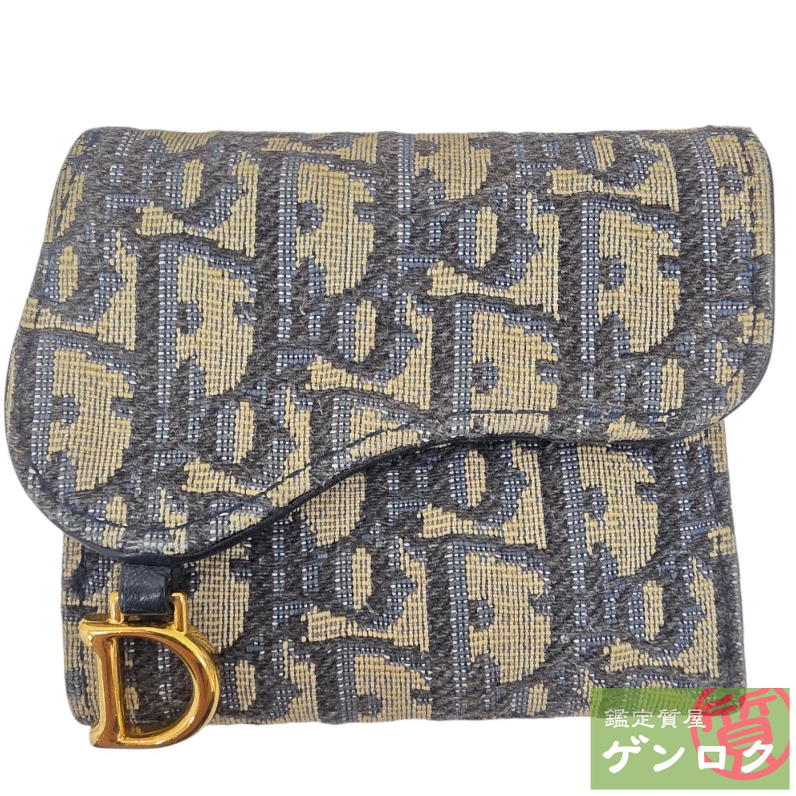【中古】 クリスチャンディオール トロッター 三つ折り サドル ウォレットコンパクト紙入れ ジャかばい立て  なめし革 米国海軍 オブ西洋葱 Dior【一六銀行】【代引っ張ること委員会無料】