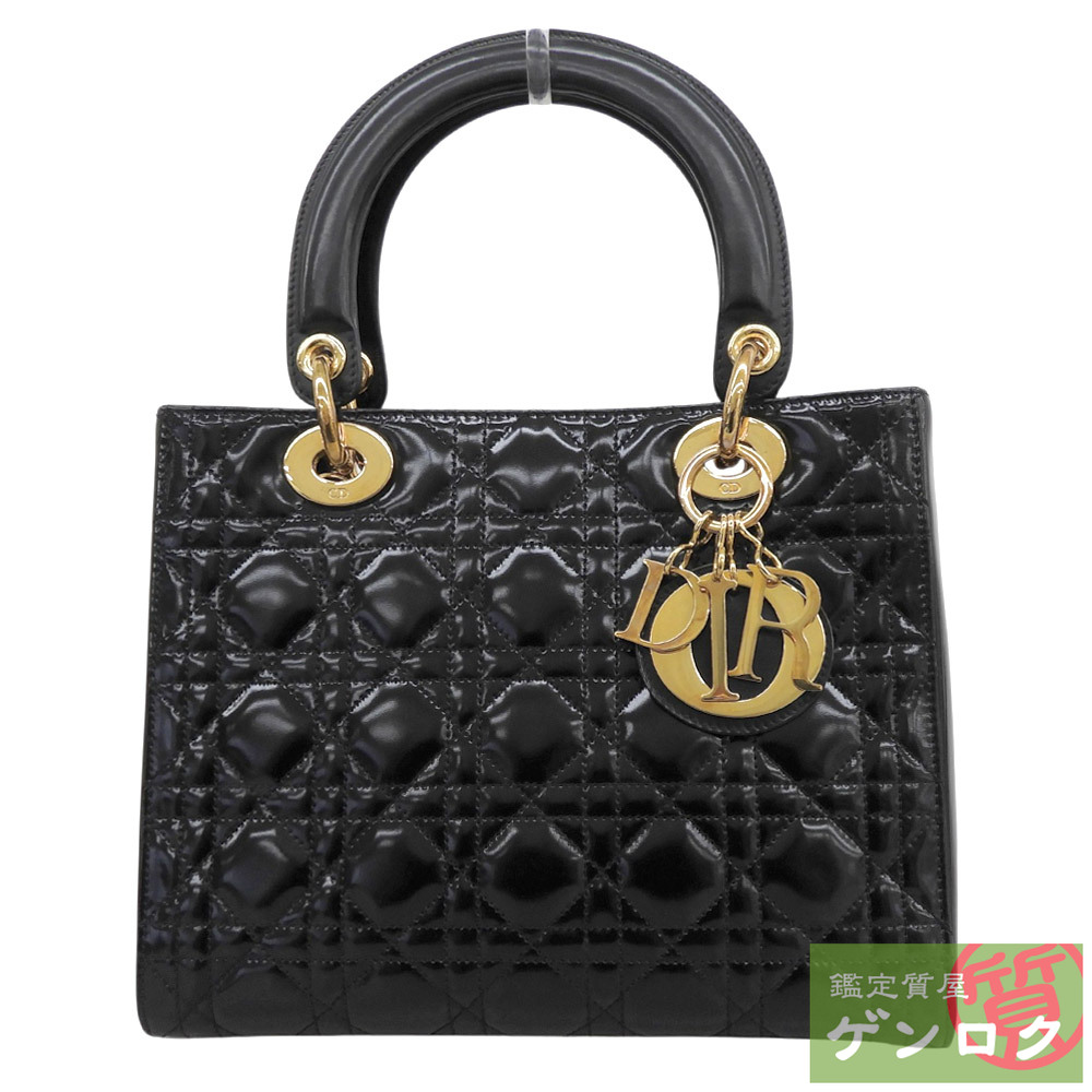 【中古】 クリスチャンディオール カナージュ レディディオール 並み並み ハンドバック なめし革 黒いこと Dior【一六銀行】【代引っ張ること委員会無料】