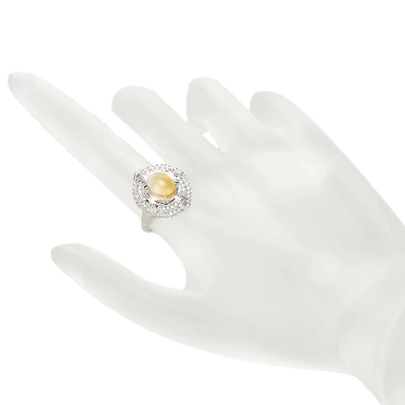 美品 Pt900 プラチナ リング 指輪 ファイアオパール 1.41ct ダイヤ