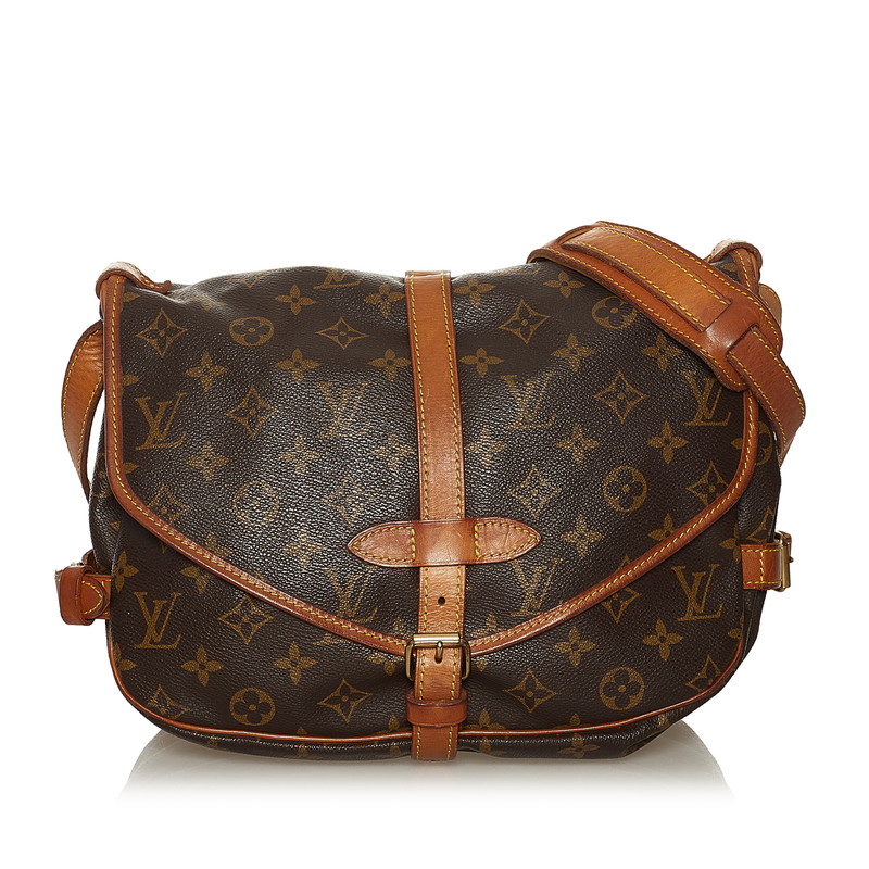 ルイ ヴィトン モノグラム ソミュール30 斜め掛け ショルダーバッグ M42256 ブラウン PVC レザー レディース LOUIS VUITTON