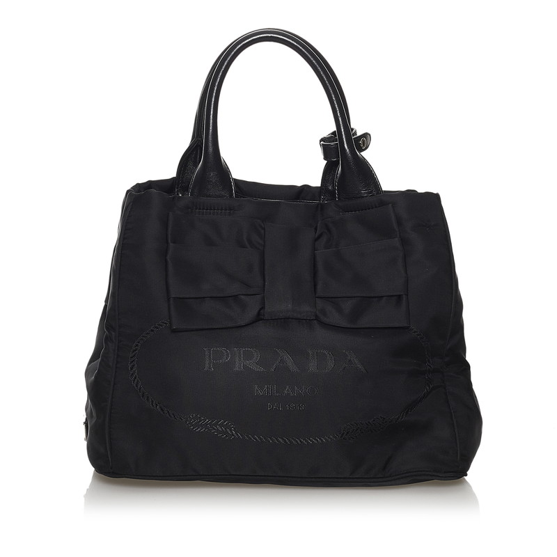 プラダ ナイロン ジャカード PRADA ショルダーバッグ ブラック レザー