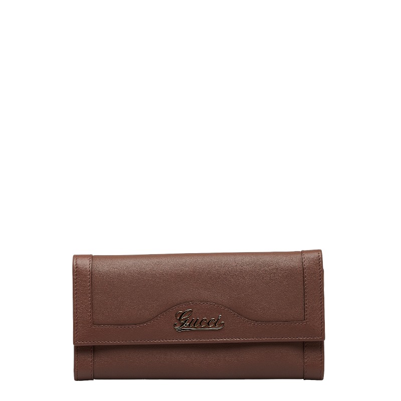 グッチ 長札入れ 三つ折り札入れ 294977 赤銅色 なめし革 レディース GUCCI 【中古】