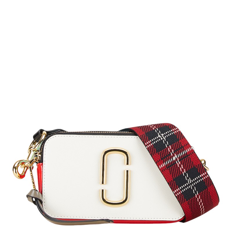 マークジェイコブス スナップショット ショルダーバッグ カメラバッグ ホワイト ライトブルー レザー レディース MARC JACOBS 【中古】