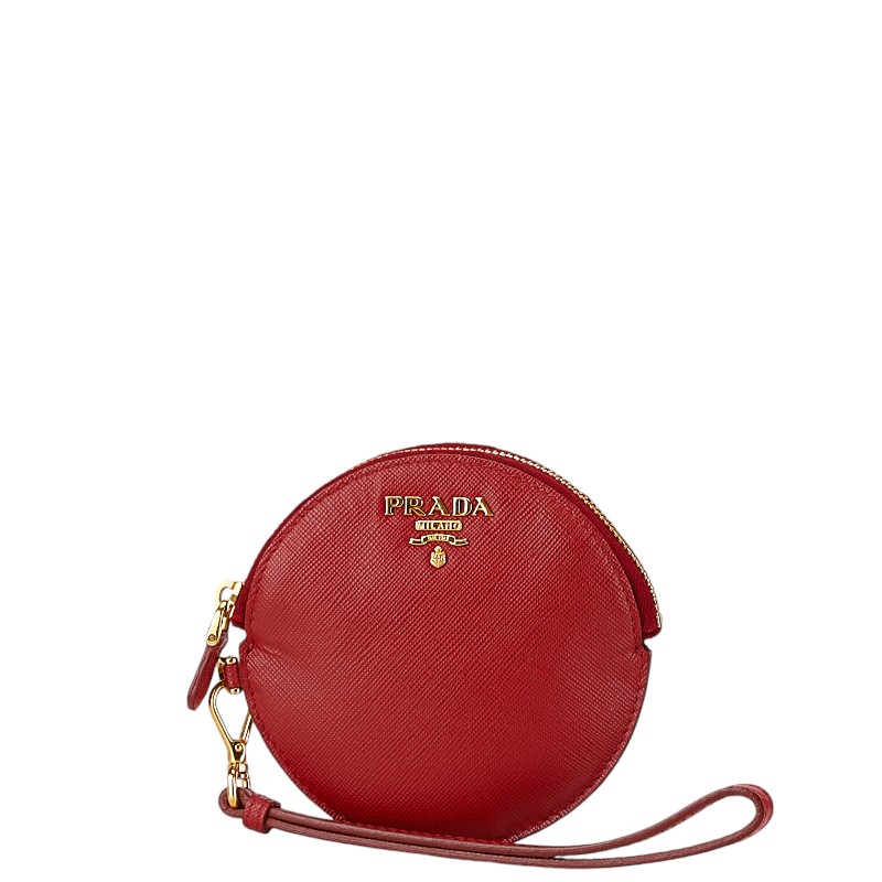 PRADA プラダ コインケース 小銭入れ がま口 コインケース 小銭入れ 財布 がま口 ロゴ レザー 羊革 ゴールド
