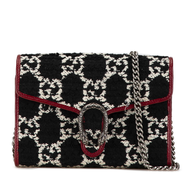 グッチ GG ディオニュソス チェーン ショルダーウォレット 401231 ブラック レッド ツイード レザー レディース GUCCI 【中古】 57,240円