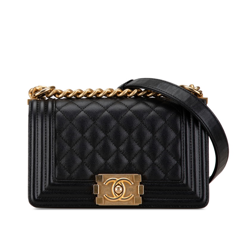 シャネル ボーイシャネル ココマーク チェーン ショルダーバッグ ハンドバッグ ブラック キャビアスキン レディース CHANEL 【中古】｜【銀座パリス】　店