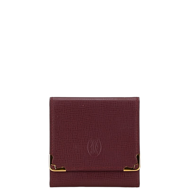 カルティエ マストライン コインケース 小銭入れ ボルドー ワインレッド レザー レディース CARTIER 【中古】