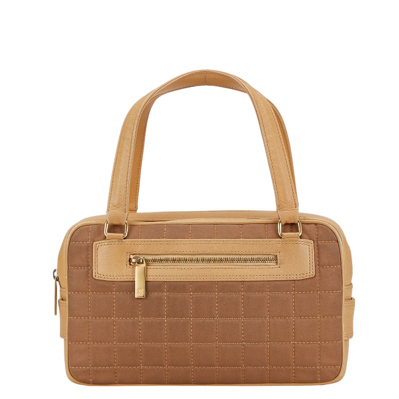 シャネル チョコバー ハンドバッグ ベージュ ブラウン キャンバス レザー レディース CHANEL 【中古】 48,300円