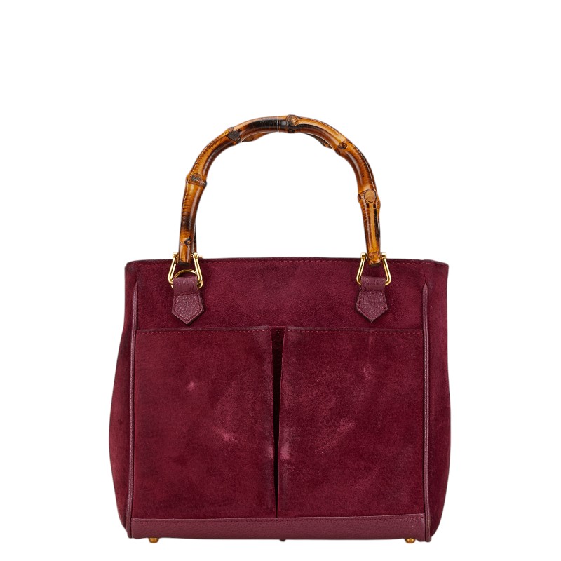 グッチ バンブー ハンドバック 000 122 0316 パープル 赤銅色 スウェード レディース GUCCI 【中古】