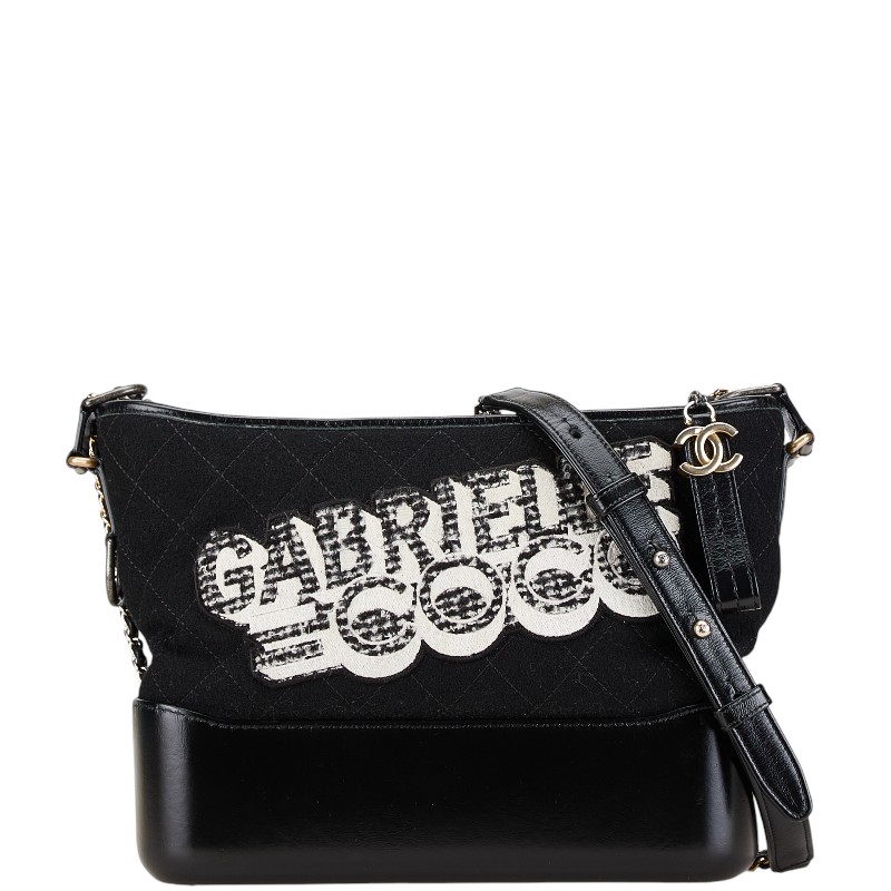 シャネル ガブリエル チェーン店 ショルダーバッグ 黒いこと フェルト なめし革 レディース CHANEL 【中古】