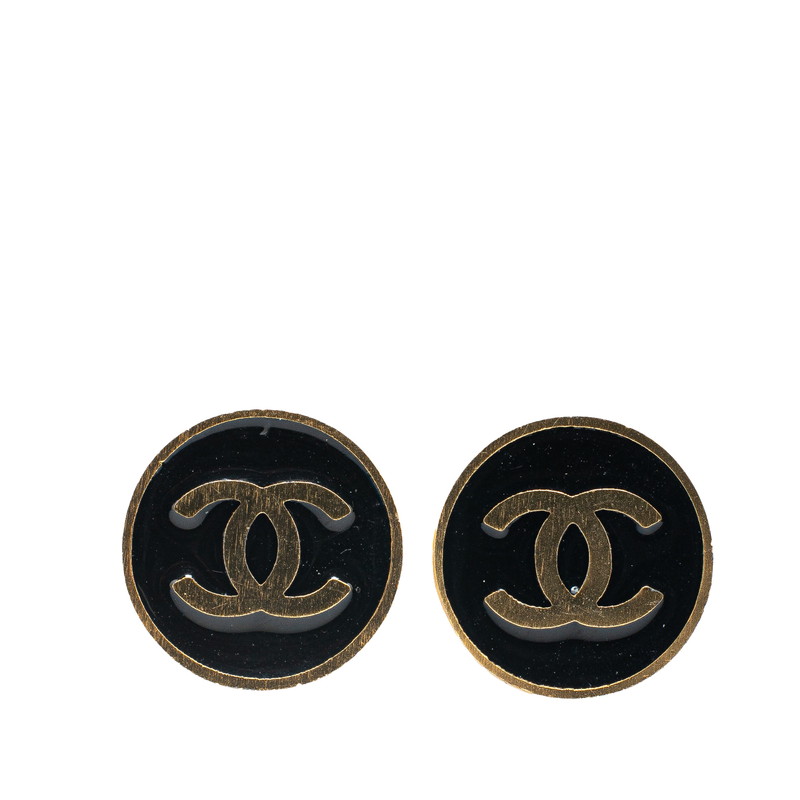 シャネル ココマーク ラウンド イヤリング ゴールド ブラック メッキ レディース CHANEL 【中古】|【銀座パリス】 店