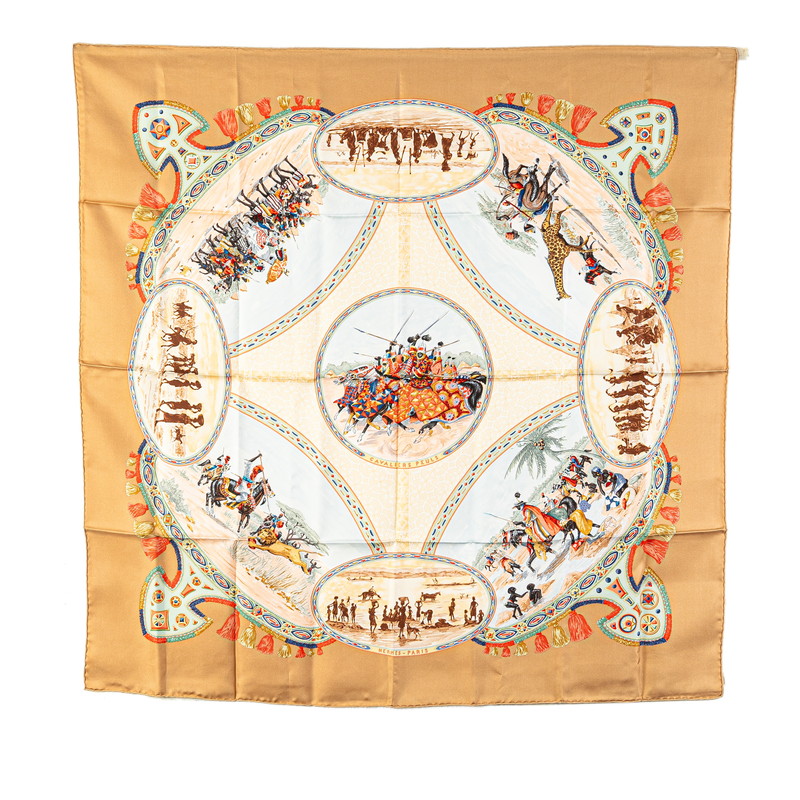 美品HERMES のECURiES シルク100%スカーフ カレ馬　馬舎共箱付き 35042-2_f2d6fad3-6870-4175-
