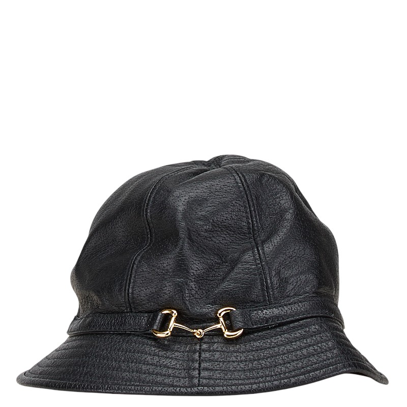 グッチ ホースビット バケットハット サイズ：S 666600 ブラック レザー メンズ GUCCI 【中古】｜【銀座パリス】　店 21,655円