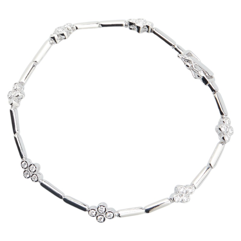 K18WG ホワイトゴールド ブレスレット ダイヤ 1.00ct 【1-0219749】