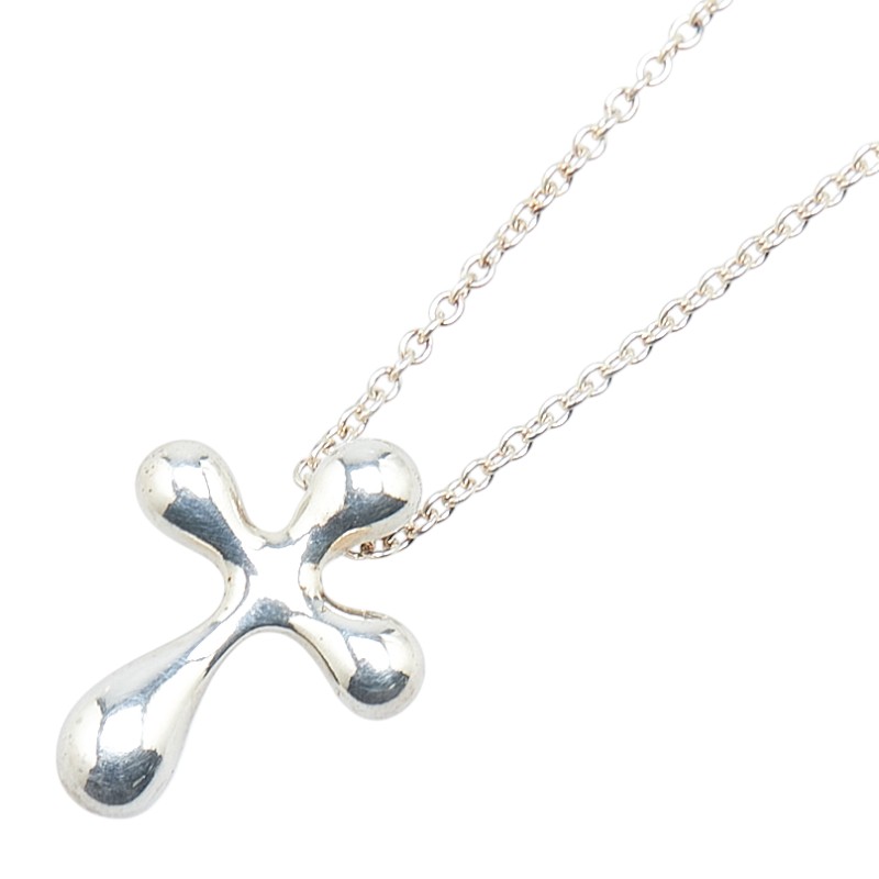 Tiffanyクロスプレートネックレスチタンシルバー925チェーン