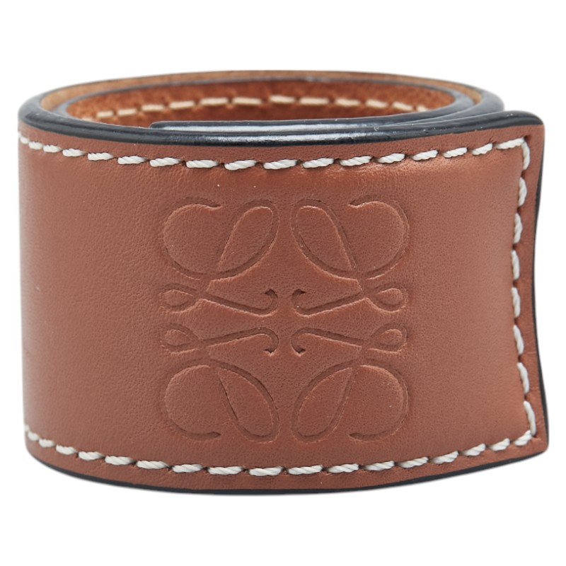 ✨美品✨ LOEWE スラップ・ブレスレット アナグラム レザー ブラウン LOEWE ロエベ レザー アナグラム スラップ ブレスレット - メルカリ
