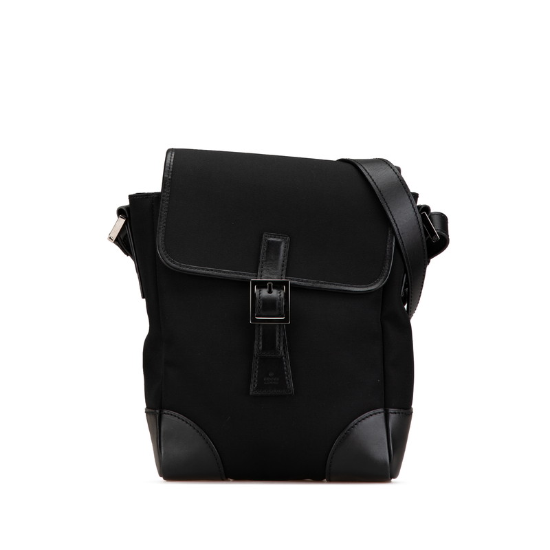 グッチ 斜め掛け ショルダーバッグ 108823 ブラック キャンバス レザー レディース GUCCI 【中古】