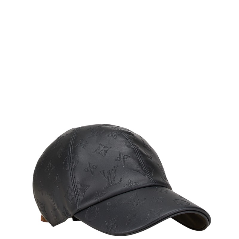 【美品】Louis Vuitton 黒 レザー キャップ Louis Vuitton ブラック レザーキャップ