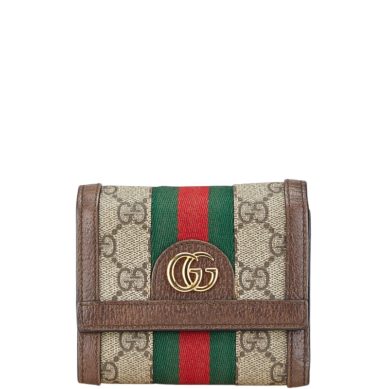 グッチ GGスプリーム オフィディア 三つ折り紙入れ 523174 赤銅色 PVC なめし革 レディース GUCCI 【中古】