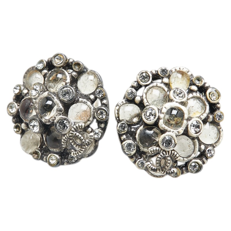 確実正規購入品CHANELピアス(片方)ラインストーン CHANEL(シャネル) Rhinestone Coco Mark Pierced Earrings