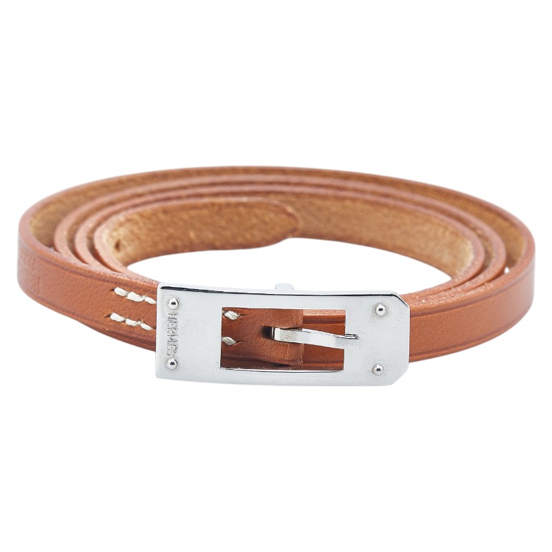 エルメス ケリーアルディオン 3連 ブレスレット ブラウン レザー レディース HERMES 【中古】