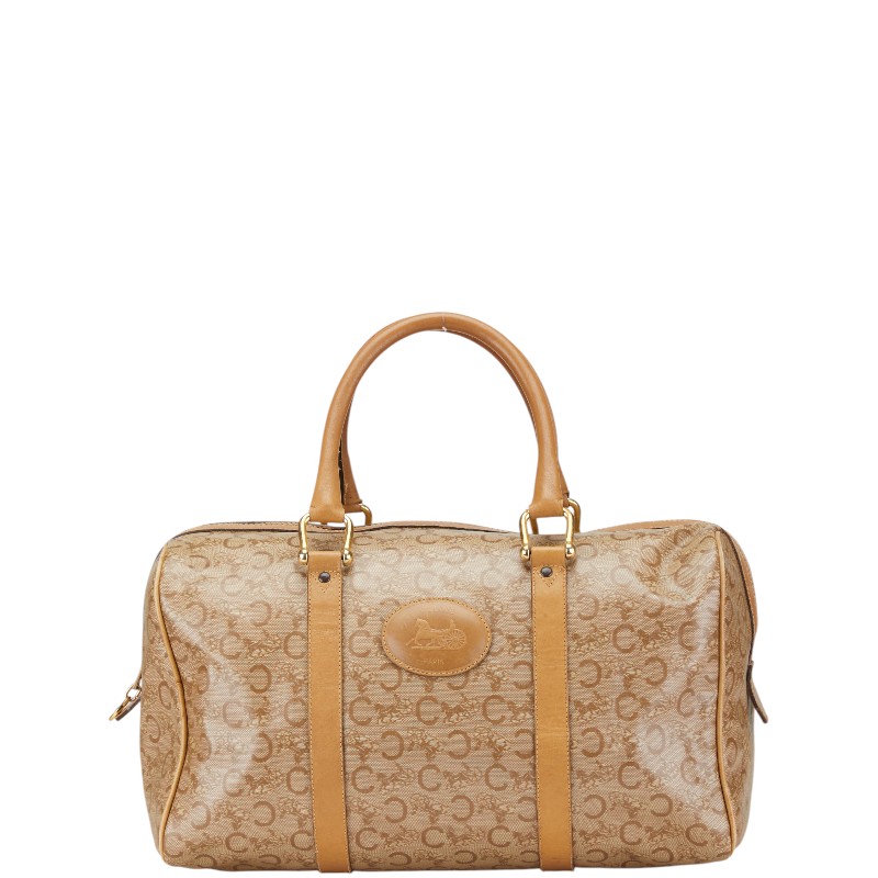 (*)様 【CELINE】ボストンバッグ　マカダム柄　ゴールド金具　ブラウン　セ 5ee7805】セリーヌ ボストンバッグ マカダム PVC ブラウン