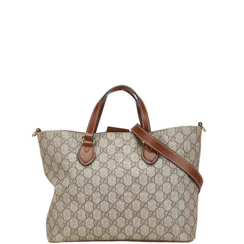 グッチ GGスプリーム ハンドバッグ ショルダーバッグ 2WAY 473887 ベージュ ブラウン PVC レザー レディース GUCCI 【中古】