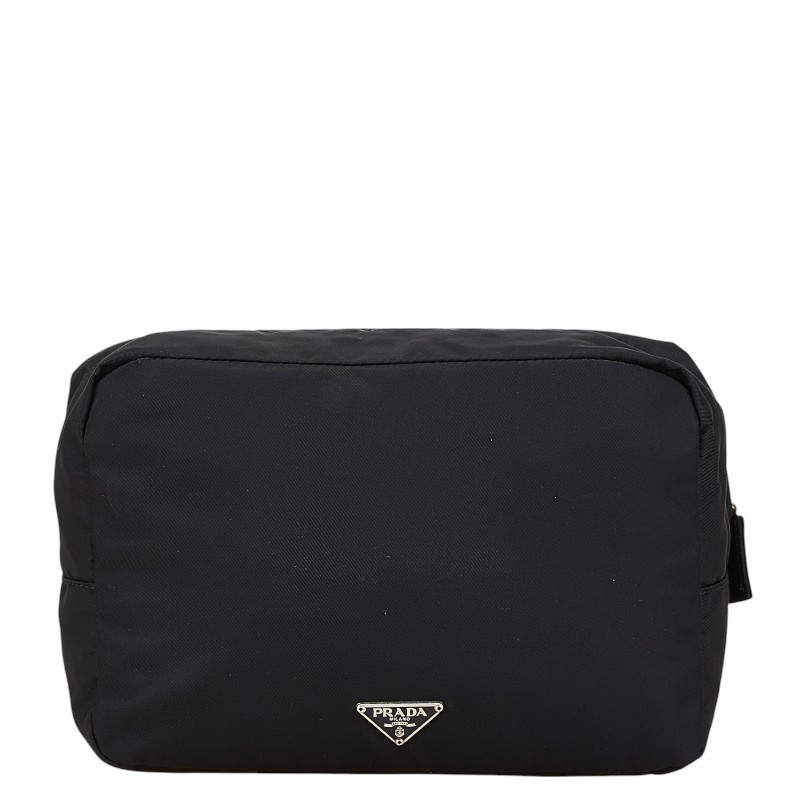 プラダ 三角形ロゴタイプ一皿 合切袋 黒いこと ナイロン レディース PRADA 【中古】