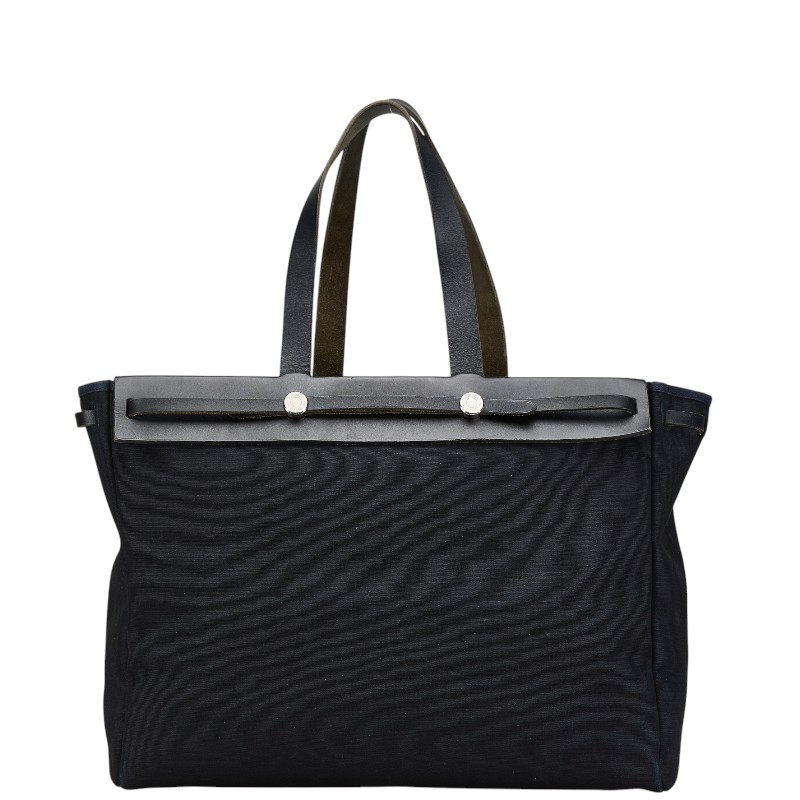 エルメス エールバッグ カバスGM ハンドバッグ トートバッグ ネイビー トワルオフィシエ レザー レディース HERMES 【中古】