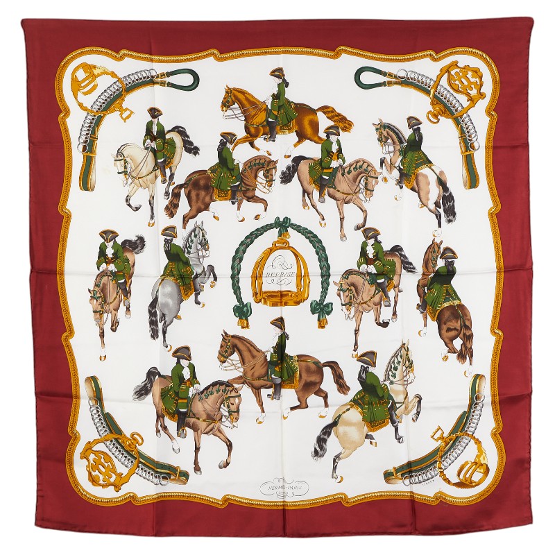 【未使用級】タグ付き エルメス プチカレ カレ40 シルクスカーフ 馬術 乗馬 未使用級】タグ付き エルメス プチカレ カレ40 シルクスカーフ