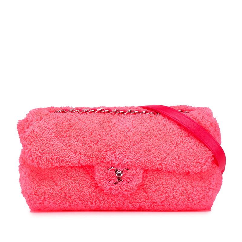 シャネル マトラッセ ココマーク チェーン ショルダーバッグ ピンク パイル レザー レディース CHANEL 【中古】