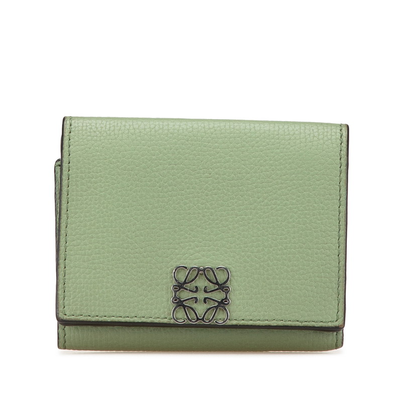 LOEWE ロエベ アナグラム 三つ折り財布 美品 LOEWE ロエベ 三つ折り財布 アナグラム レザー オレンジ/ピンク