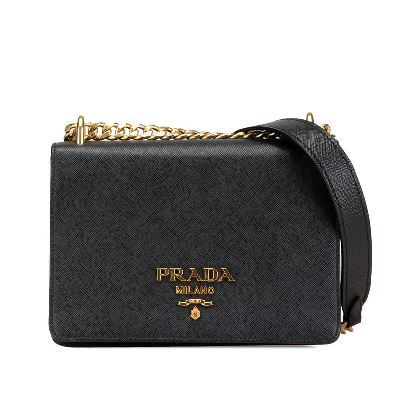 送料関税込☆PRADA プラダ スタッド チェーン ショルダーバッグ 美品 プラダ スタッズ フラップ Wチェーンショルダーバッグ