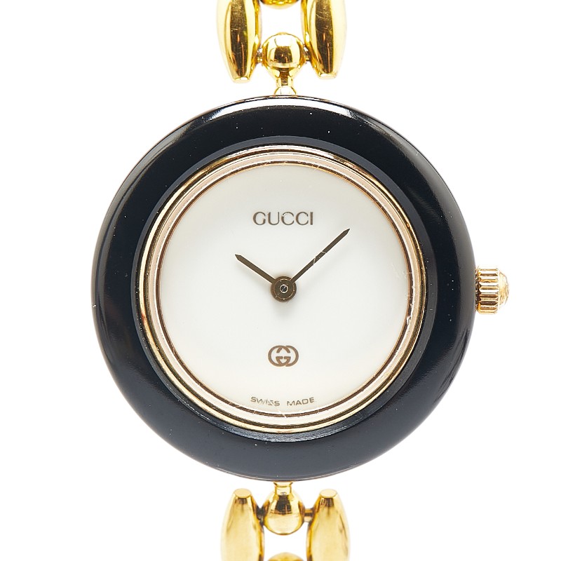 S*a様 ジャンク 未稼働品 GUCCI グッチ 腕時計 回転ベゼル ゴールド GUCCI グッチ チェンジベゼル レディース腕時計 チェーンベルト